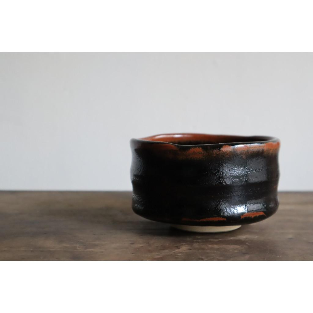 《部町》日本 手造作家款 黑瀨戶 抹茶碗 ｜抹茶 茶道具 茶道 花道 花藝 神社 京都 古董 茶碗 茶杯-細節圖3