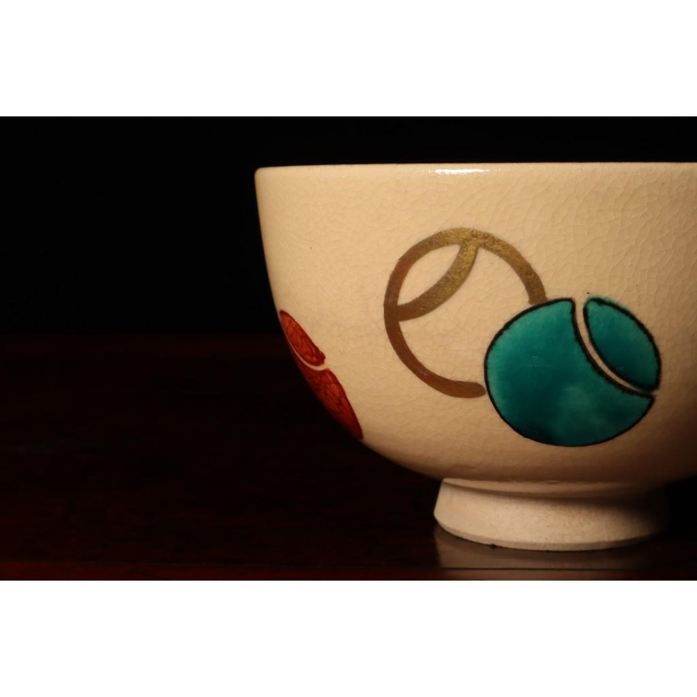 《部町》日本 清風款  毬樣抹茶碗｜抹茶 茶道具 茶道 花道 花藝 神社 京都 古董 茶碗 茶杯-細節圖4