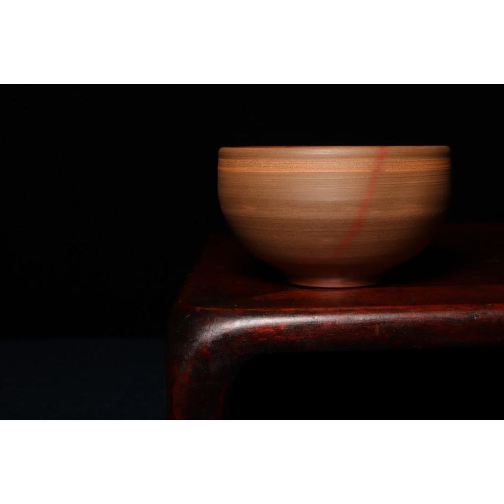 《部町》日本 備前燒 火襷紋 樂然款 抹茶碗 ｜抹茶 茶道具 茶道 花道 花藝 神社 京都 古董 茶碗 茶杯-細節圖2