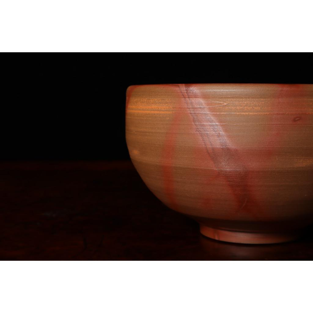 《部町》日本 備前燒 火襷紋 樂然款 抹茶碗 ｜抹茶 茶道具 茶道 花道 花藝 神社 京都 古董 茶碗 茶杯-細節圖5