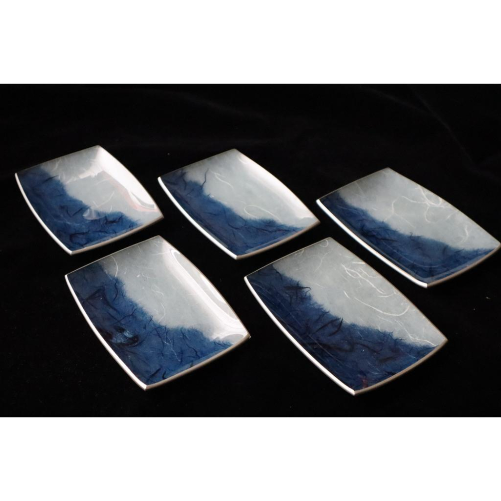 《部町》日本 手造 和紙玻璃菓子皿 五客｜抹茶 茶道具 茶道 花道 花藝 神社 京都 古董 茶碗 茶杯｜抹茶 茶道具-細節圖2