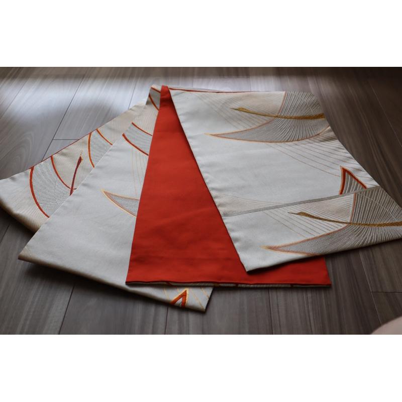 《部町》日本 唐織 袋帯 金銀糸飛鶴文樣 雙面和服腰帶 茶墊 茶巾|浴衣 着物 袋帶 茶碗 茶道具 茶席 桌巾 花藝-細節圖5