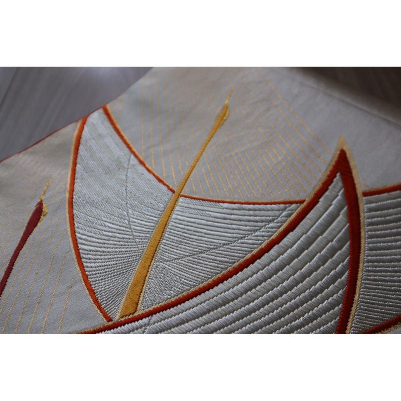 《部町》日本 唐織 袋帯 金銀糸飛鶴文樣 雙面和服腰帶 茶墊 茶巾|浴衣 着物 袋帶 茶碗 茶道具 茶席 桌巾 花藝-細節圖6