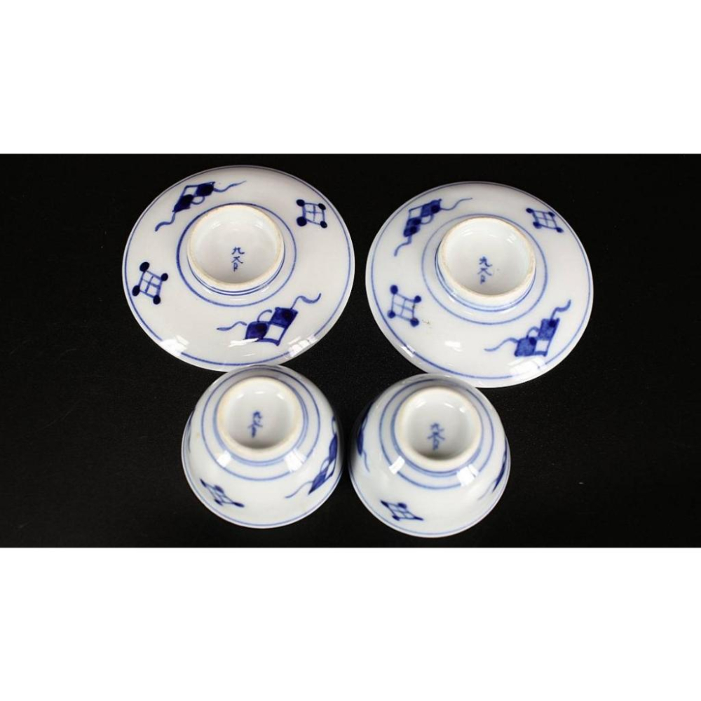 《部町》日本 明治時代 九谷 金彩 染付青花山水紋 茶杯托 一套｜抹茶 古董 茶杯 水杯 瓷器 磁器 茶碗 茶葉-細節圖7