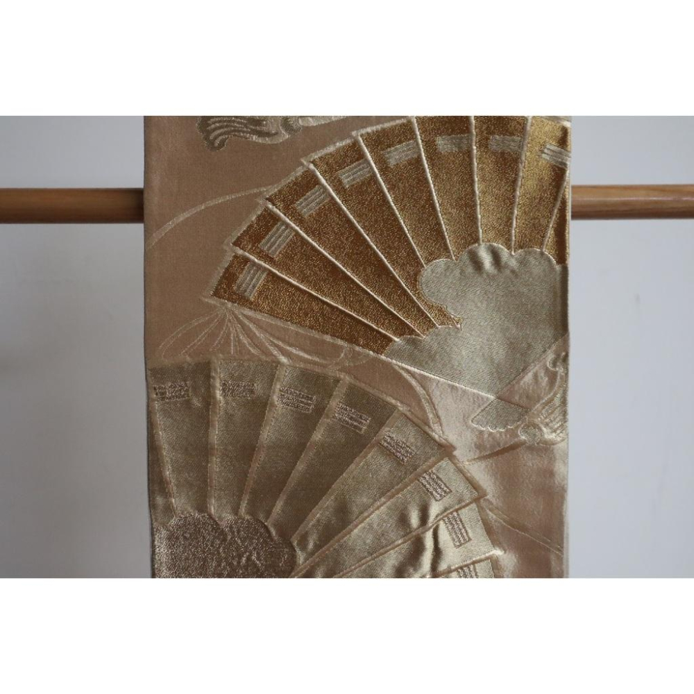 《部町》日本 金銀線入 葵扇紋 六通 和服腰帶 茶巾 茶墊 |浴衣 着物 袋帶 茶碗 茶道具 茶席 桌巾 花藝 茶杯-細節圖2