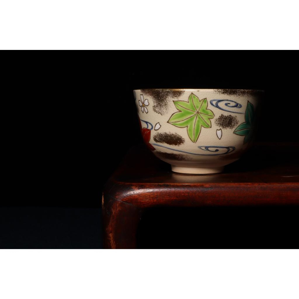 《部町》日本 仁清 中村香菊造 立田川描金抹茶碗｜抹茶 茶道具 茶道 花道 花藝 神社 茶葉 茶杯 茶海 茶藝 普洱茶-細節圖6