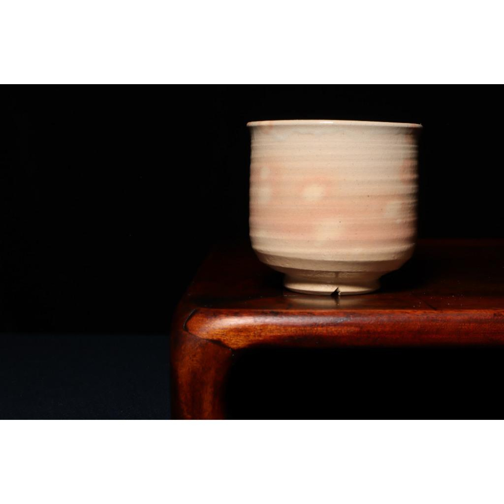 《部町》 日本 萩燒 龍山窯 立鶴 筒茶碗｜抹茶 茶道具 茶道 花道 花藝 神社 京都 古董 茶碗 茶杯-細節圖2
