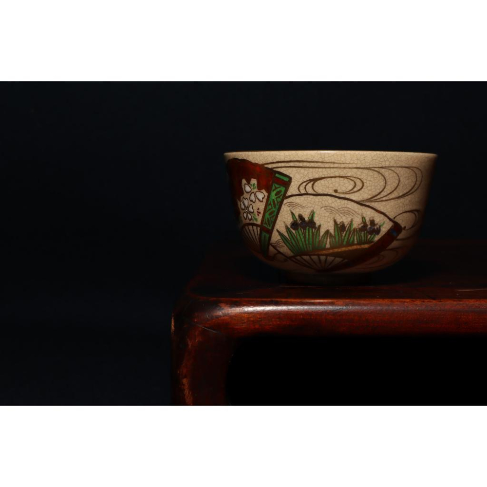 《部町》日本 仁清 東雲窯 色繪描金葵紋 抹茶碗 附木箱  ｜抹茶 茶道具 茶道 花道 花藝 神社 茶碗 茶葉 京都-細節圖3