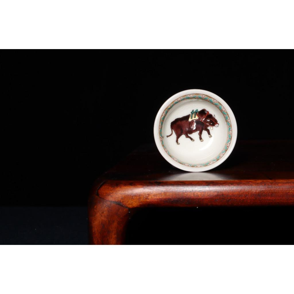 《部町》日本 九谷燒 北山堂 手繪干支 丑牛 湯吞杯 茶杯 酒杯｜抹茶 茶道具 茶道 花道 花藝 神社 京都 古董 茶碗-細節圖2