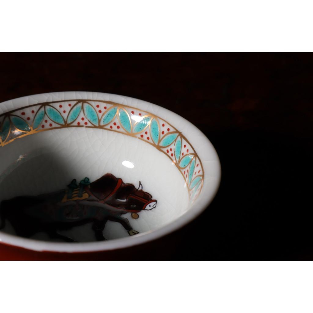 《部町》日本 九谷燒 北山堂 手繪干支 丑牛 湯吞杯 茶杯 酒杯｜抹茶 茶道具 茶道 花道 花藝 神社 京都 古董 茶碗-細節圖3