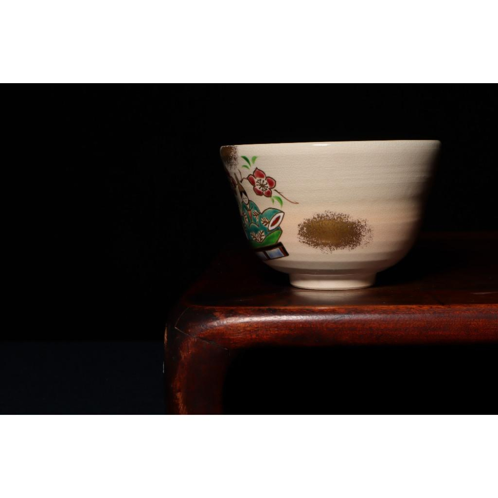 《部町》日本 仁清 八木海峰造 手繪雛偶 抹茶碗｜抹茶 茶道具 茶道 花道 花藝 神社 京都 古董 茶碗 茶杯-細節圖2