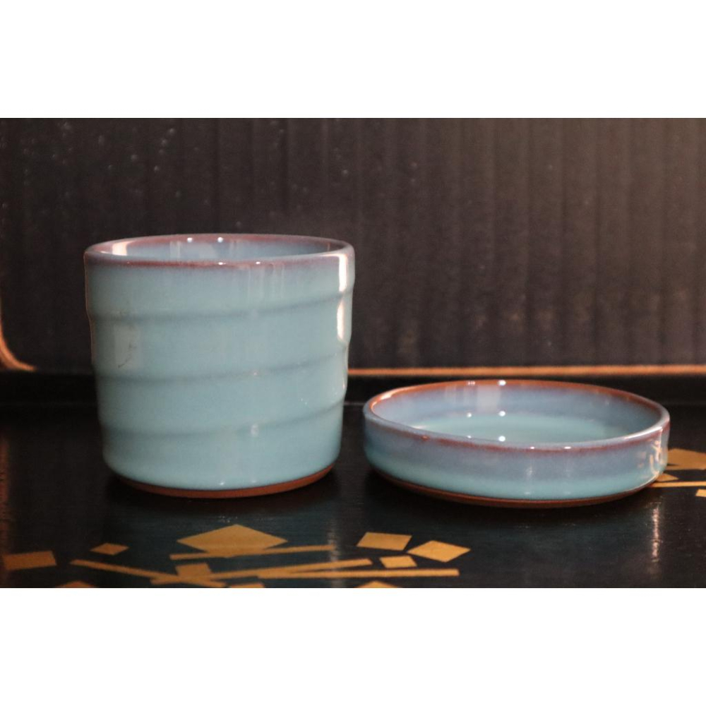 《部町》日本 手造 海鼠釉 湯吞杯 茶杯 附杯墊 一組｜抹茶 茶道具 茶道 花道 花藝 神社 茶碗 茶葉 京都 布丁杯-細節圖5