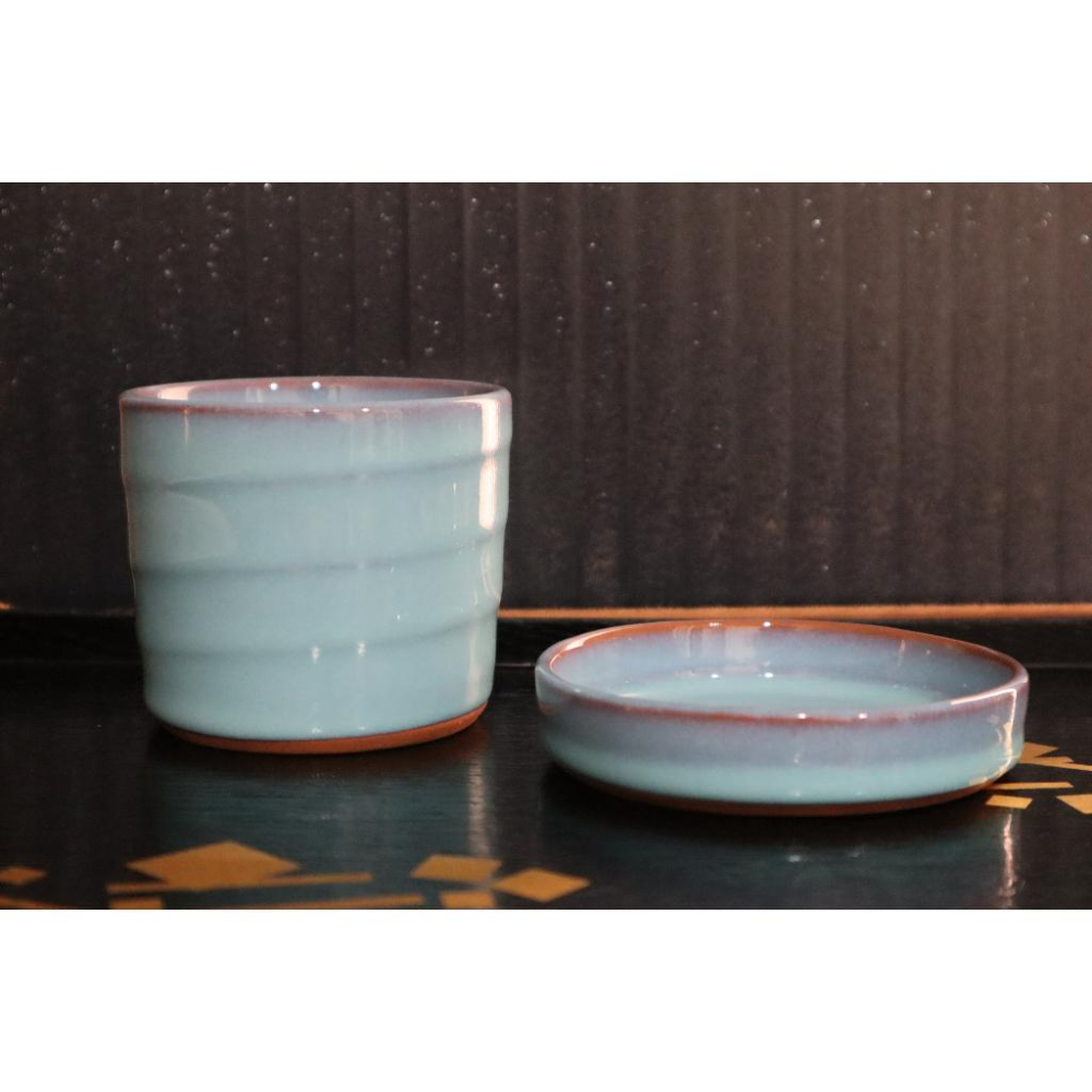 《部町》日本 手造 海鼠釉 湯吞杯 茶杯 附杯墊 一組｜抹茶 茶道具 茶道 花道 花藝 神社 茶碗 茶葉 京都 布丁杯-細節圖6