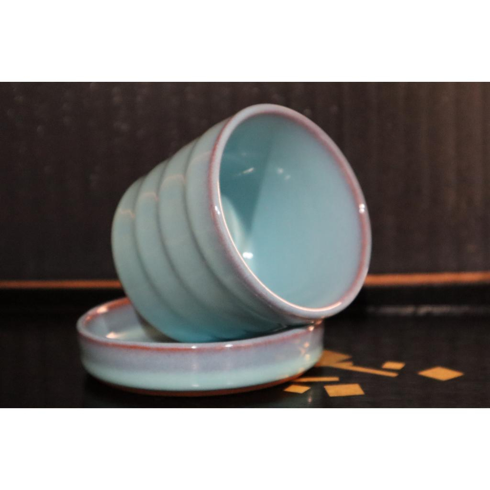 《部町》日本 手造 海鼠釉 湯吞杯 茶杯 附杯墊 一組｜抹茶 茶道具 茶道 花道 花藝 神社 茶碗 茶葉 京都 布丁杯-細節圖7