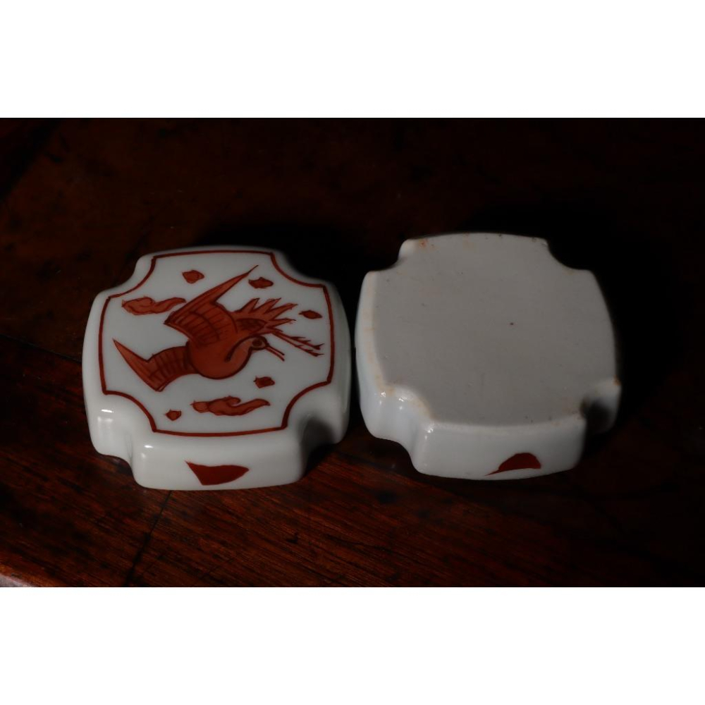 《部町》日本 吳須赤繪 鳳凰香盒｜抹茶 茶道具 茶道 花道 花藝 神社 京都 古董 茶碗 茶杯-細節圖7