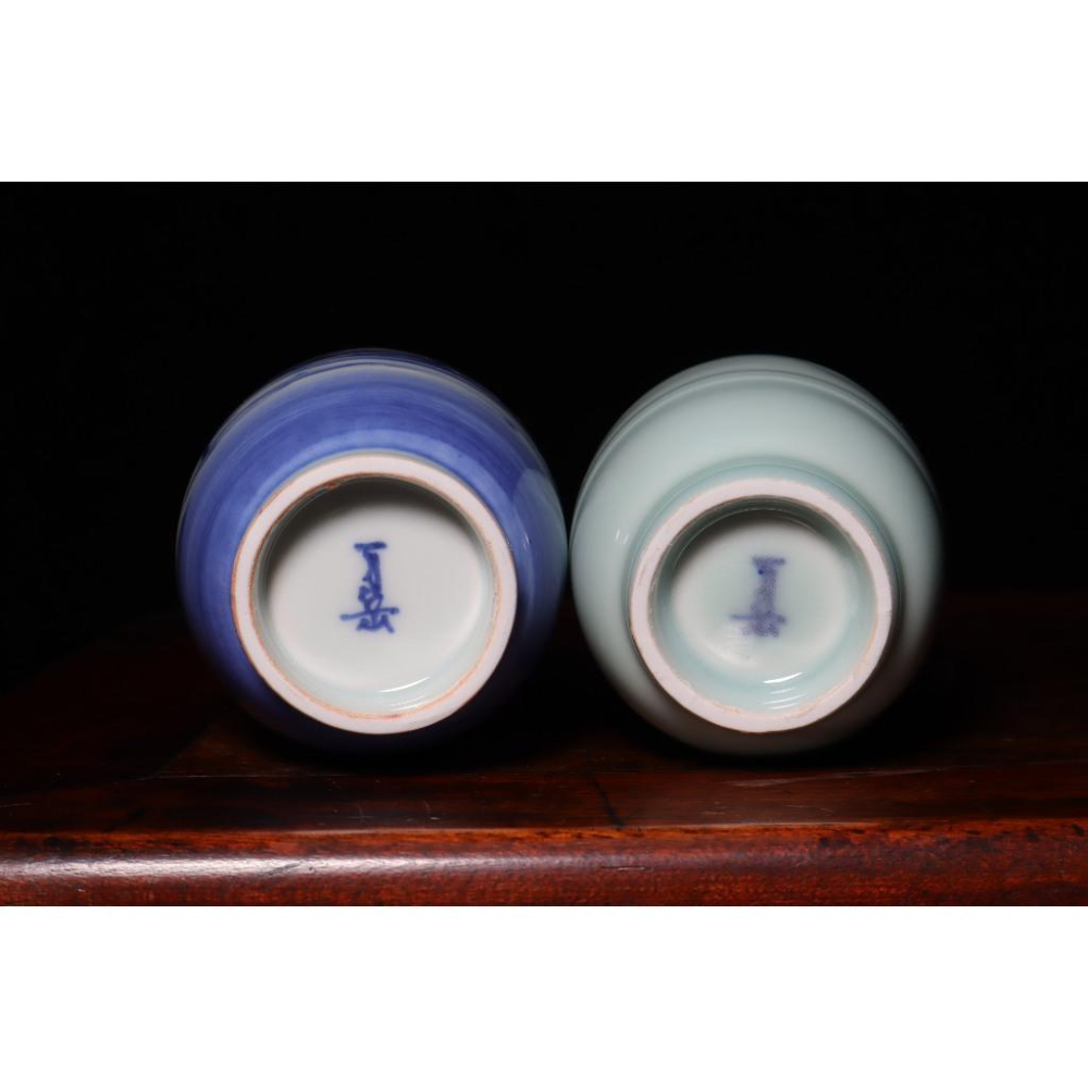 《部町》日本 万岳窯 木村万岳 手繪青花山水 夫妻湯吞 茶杯 附木箱｜抹茶 茶道具 茶道 花道 花藝 神社 茶葉 茶杯-細節圖5
