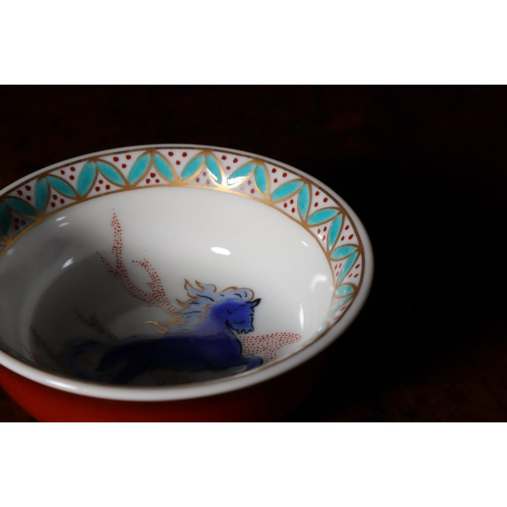 《部町》日本 九谷燒 北山堂 手繪干支 馬 湯吞杯 茶杯 酒杯｜抹茶 茶道具 茶道 花道 花藝 神社 京都 古董 茶碗-細節圖3