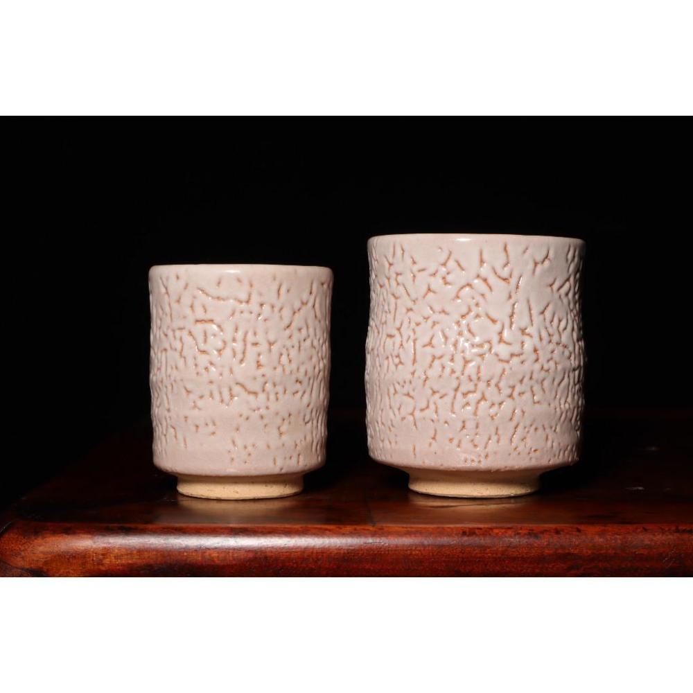 《部町》日本 萩燒 鬼萩 湯吞杯 茶杯一對 附木箱｜抹茶 茶道具 茶道 花道 花藝 神社 京都 古董 茶碗 茶杯-細節圖2