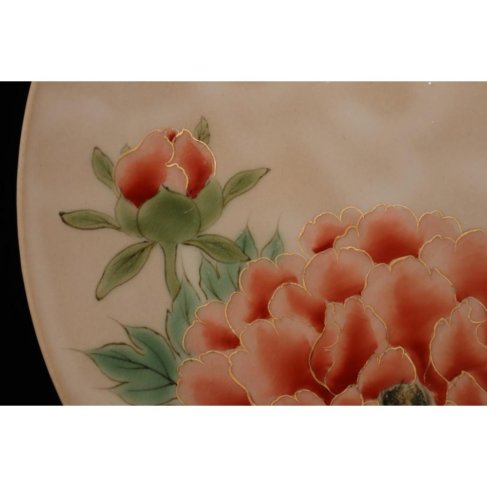 《部町》日本 京都陶葊 描金牡丹富貴 大茶盤｜抹茶 古董 茶杯 水杯 瓷器 磁器 茶碗 茶葉-細節圖3