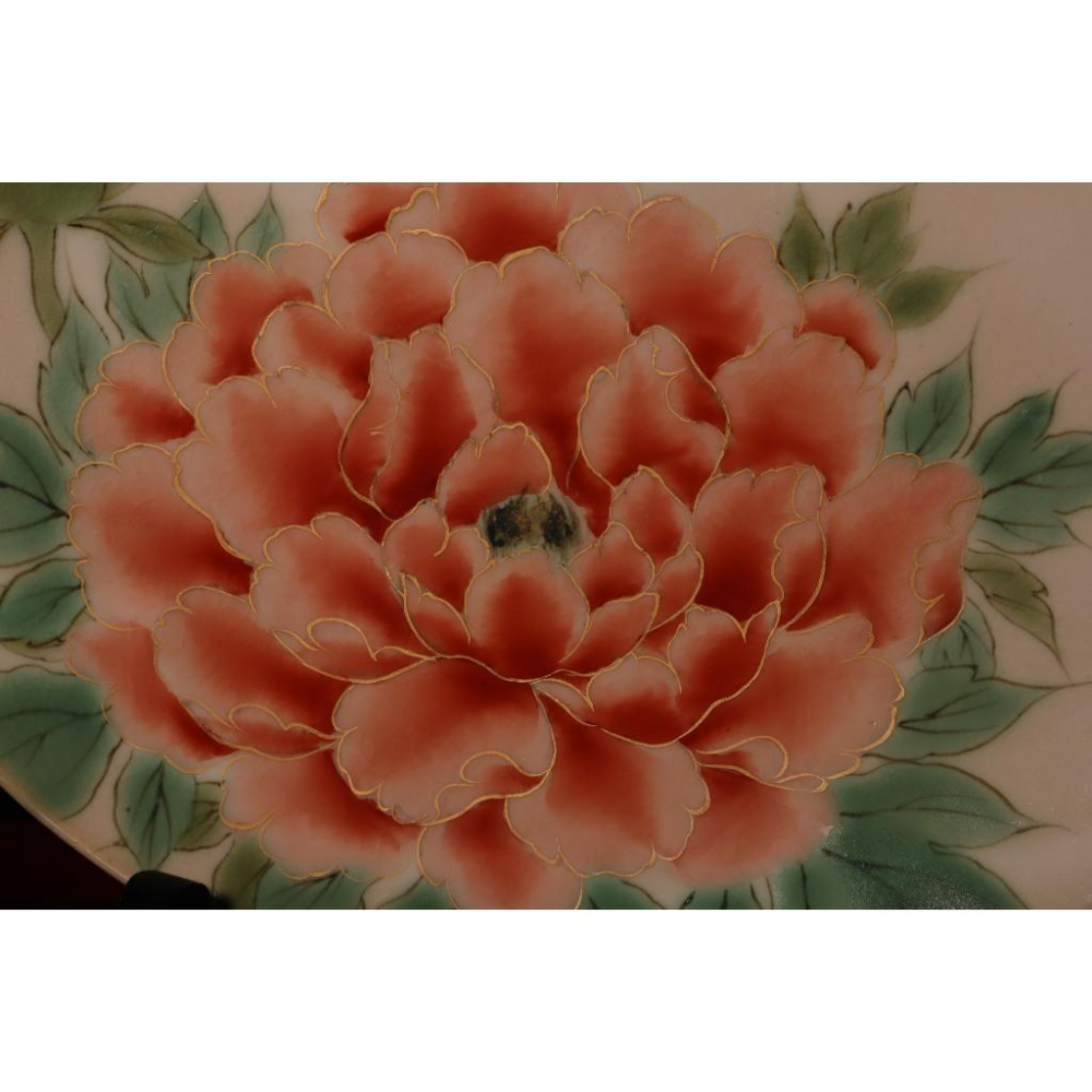 《部町》日本 京都陶葊 描金牡丹富貴 大茶盤｜抹茶 古董 茶杯 水杯 瓷器 磁器 茶碗 茶葉-細節圖4