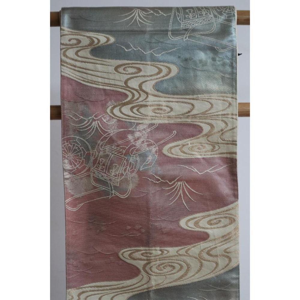 《部町》日本 錦織 花車紋樣 六通 和服腰帶 袋帯 茶墊 茶巾 |浴衣 着物 袋帶 茶碗 茶道具 茶席 桌巾 花藝 茶杯-細節圖3