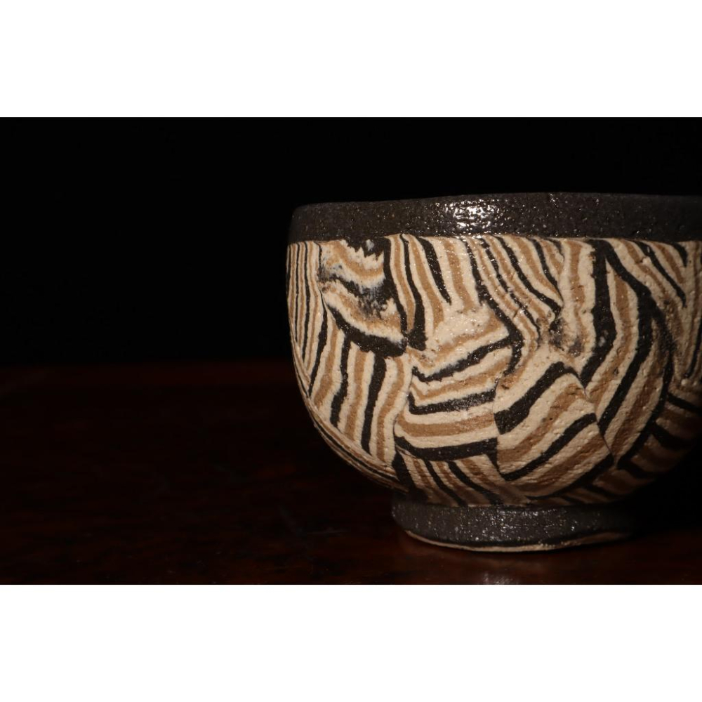 《部町》日本 名家 水野双鶴 絞胎手捏湯吞杯 茶杯｜抹茶 茶道具 茶道 花道 花藝 神社 茶碗 茶葉 京都 普洱茶 茶罐-細節圖5