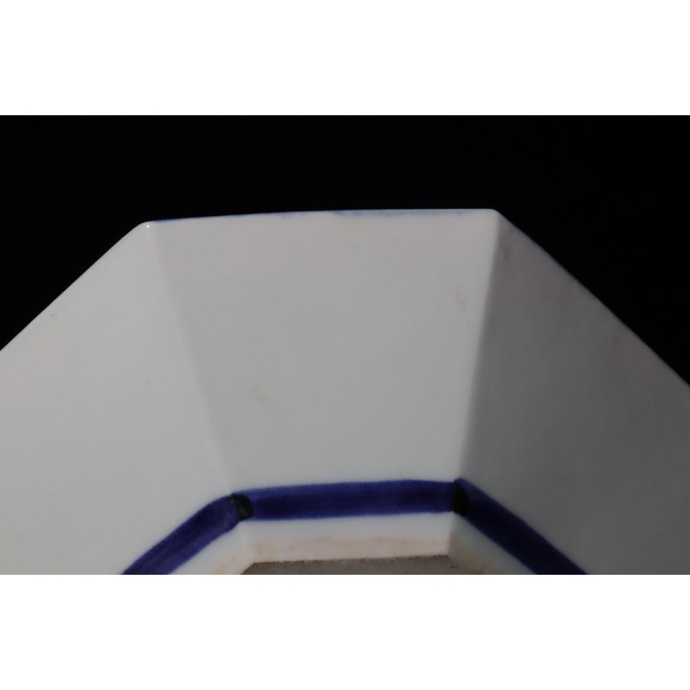 《部町》日本 名家 松風栄一造 染付青花 角盤 附木箱｜抹茶 茶道具 茶道 花道 花藝 神社 京都 古董 茶碗 茶杯-細節圖5