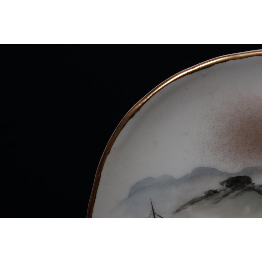 《部町》日本九谷描金 浮世繪 北齋風格 田舍風光 賞盤  ｜抹茶 茶道具 茶道 花道 花藝 神社 京都 古董-細節圖3