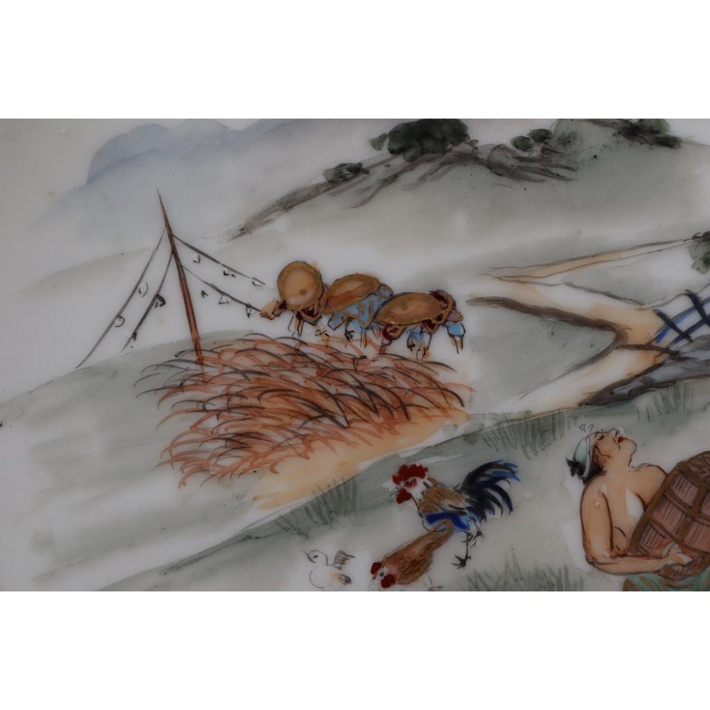 《部町》日本九谷描金 浮世繪 北齋風格 田舍風光 賞盤  ｜抹茶 茶道具 茶道 花道 花藝 神社 京都 古董-細節圖4