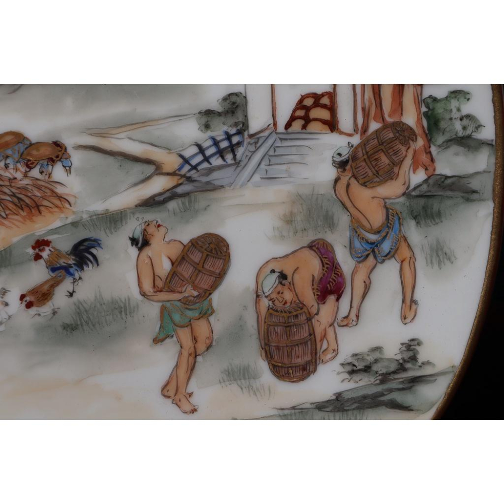 《部町》日本九谷描金 浮世繪 北齋風格 田舍風光 賞盤  ｜抹茶 茶道具 茶道 花道 花藝 神社 京都 古董-細節圖6