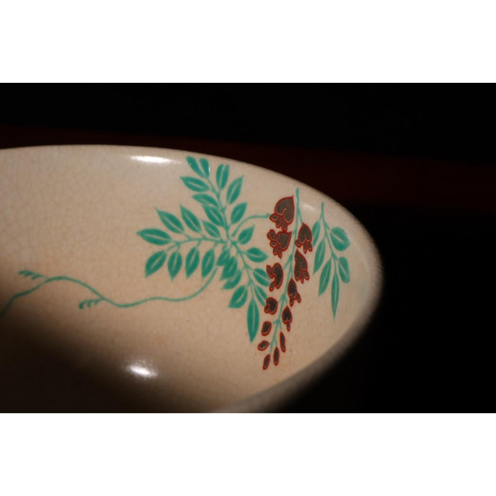 《部町》日本 仁清 紫藤花抹茶碗｜抹茶 茶道具 茶道 花道 花藝 神社 京都 古董 茶碗 茶杯-細節圖4