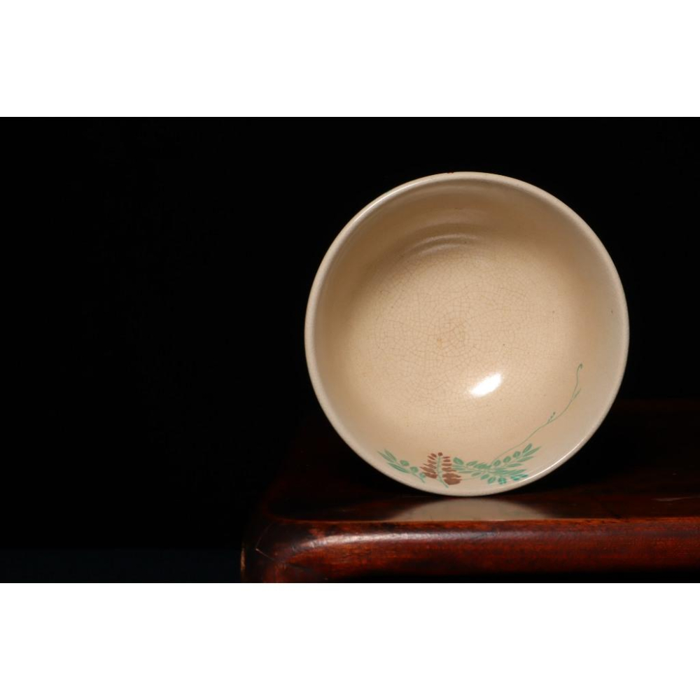 《部町》日本 仁清 紫藤花抹茶碗｜抹茶 茶道具 茶道 花道 花藝 神社 京都 古董 茶碗 茶杯-細節圖7