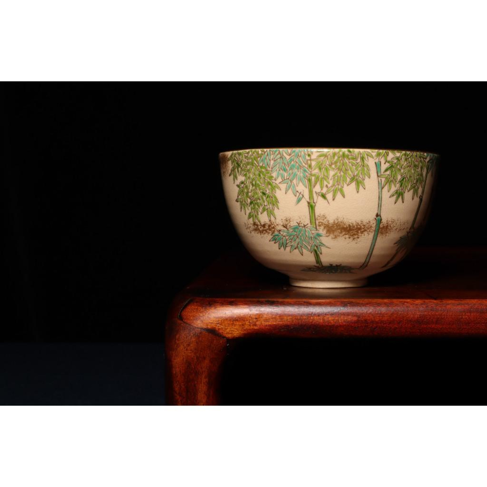 《部町》日本 高台寺造 手繪金彩翠竹 抹茶碗｜抹茶 茶道具 茶道 花道 花藝 神社 京都 古董 茶碗 茶杯-細節圖2