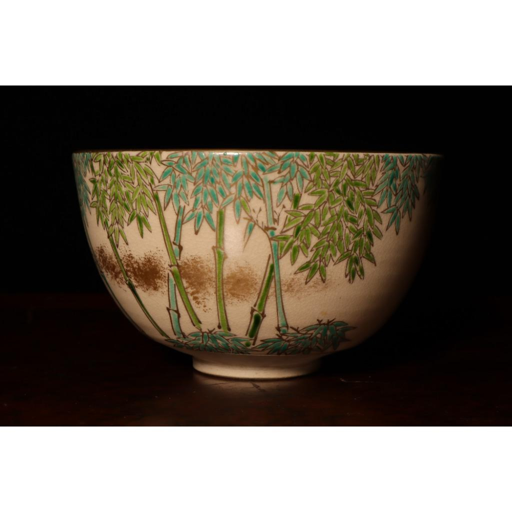 《部町》日本 高台寺造 手繪金彩翠竹 抹茶碗｜抹茶 茶道具 茶道 花道 花藝 神社 京都 古董 茶碗 茶杯-細節圖4