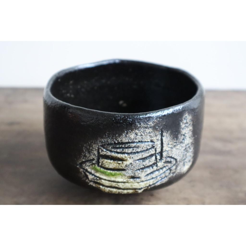 《部町》日本 桂窯 茶臼 黑樂茶碗｜抹茶 茶道具 茶道 花道 花藝 神社 京都 古董 茶碗 茶杯-細節圖4
