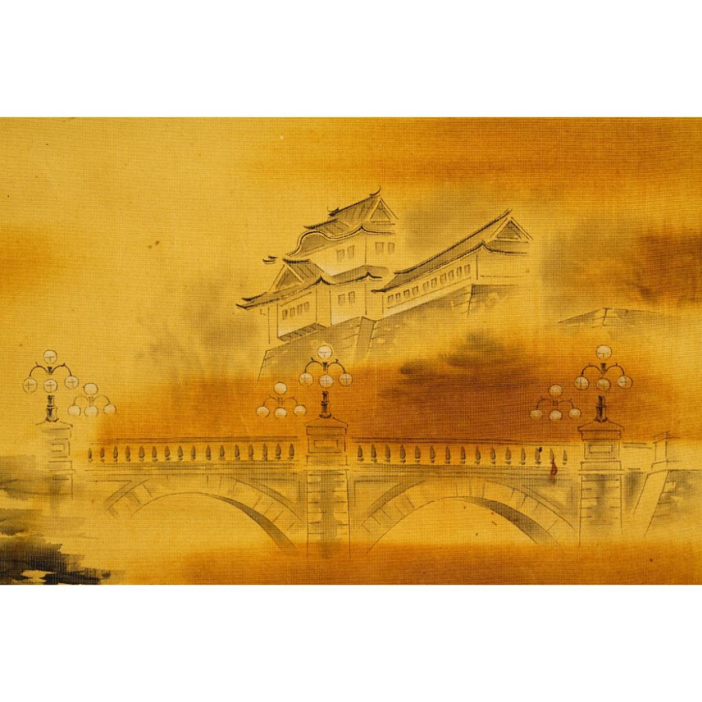 《部町》日本 名家 祐通 絹本 皇居 框畫｜墨寶 文房 茶道 花藝 花道 禪 神社 法師 宗教 佛教 茶掛 掛軸-細節圖2