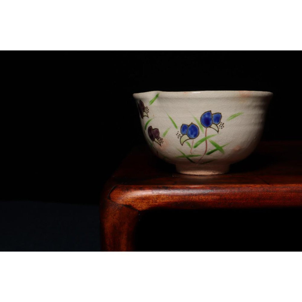 《部町》日本 仁清 名家 中村与平 花卉片口 抹茶碗｜抹茶 茶道具 茶道 花道 花藝 神社 京都 古董 茶碗 茶杯-細節圖3