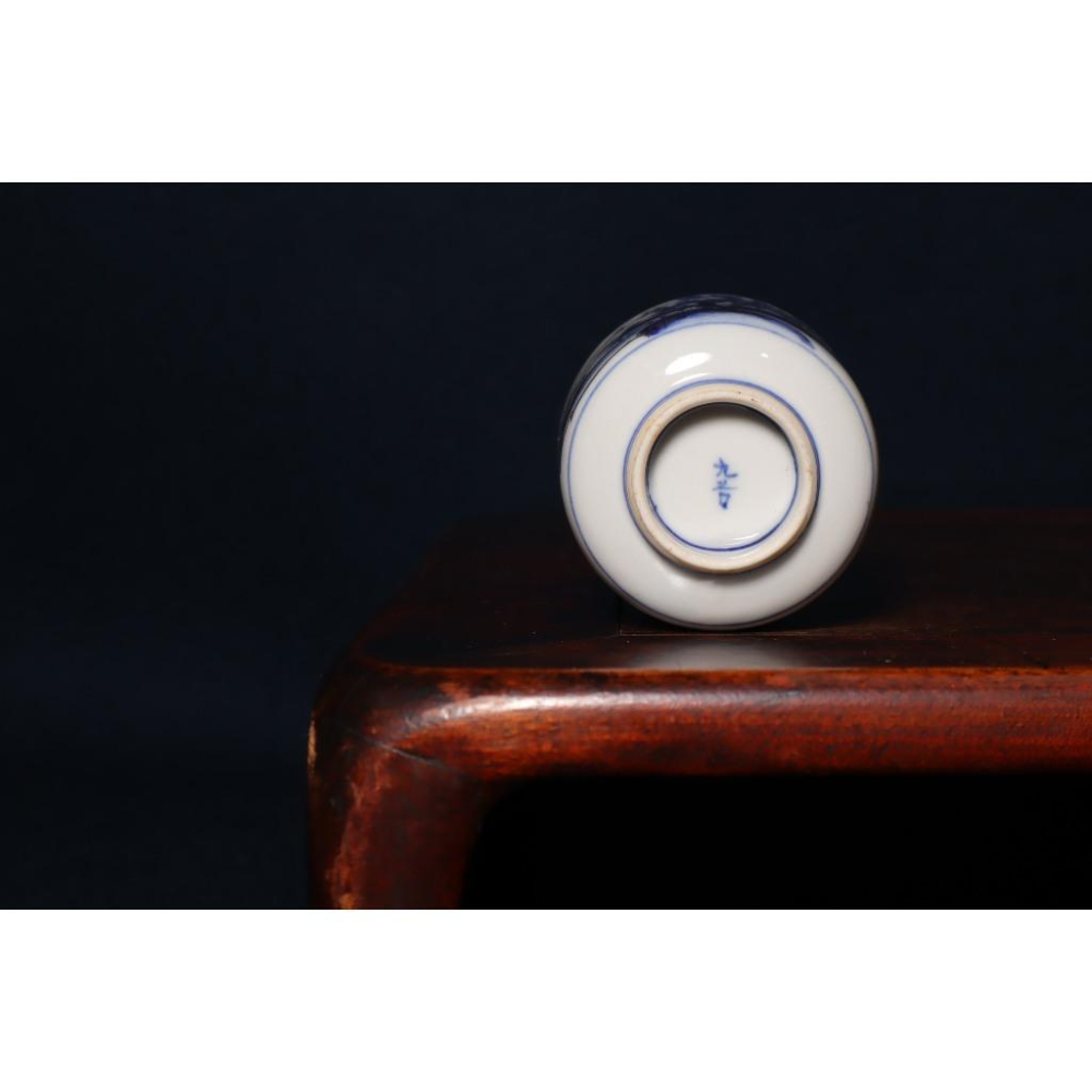 《部町》日本時代物 老九谷 描金山水染付青花 金鑭手蓋湯吞 茶杯  ｜抹茶 茶道具 茶道 花道 花藝 神社 茶葉 普洱茶-細節圖9