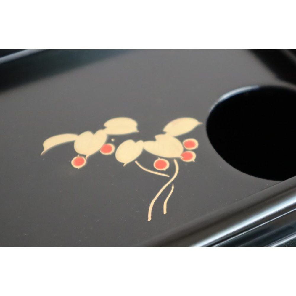 《部町》日本 輪島塗 作家款 木胎 沈金松柏 茶箱 利休茶箱｜抹茶 茶道具 茶道 花道 花藝 神社 京都 古董 茶碗-細節圖7