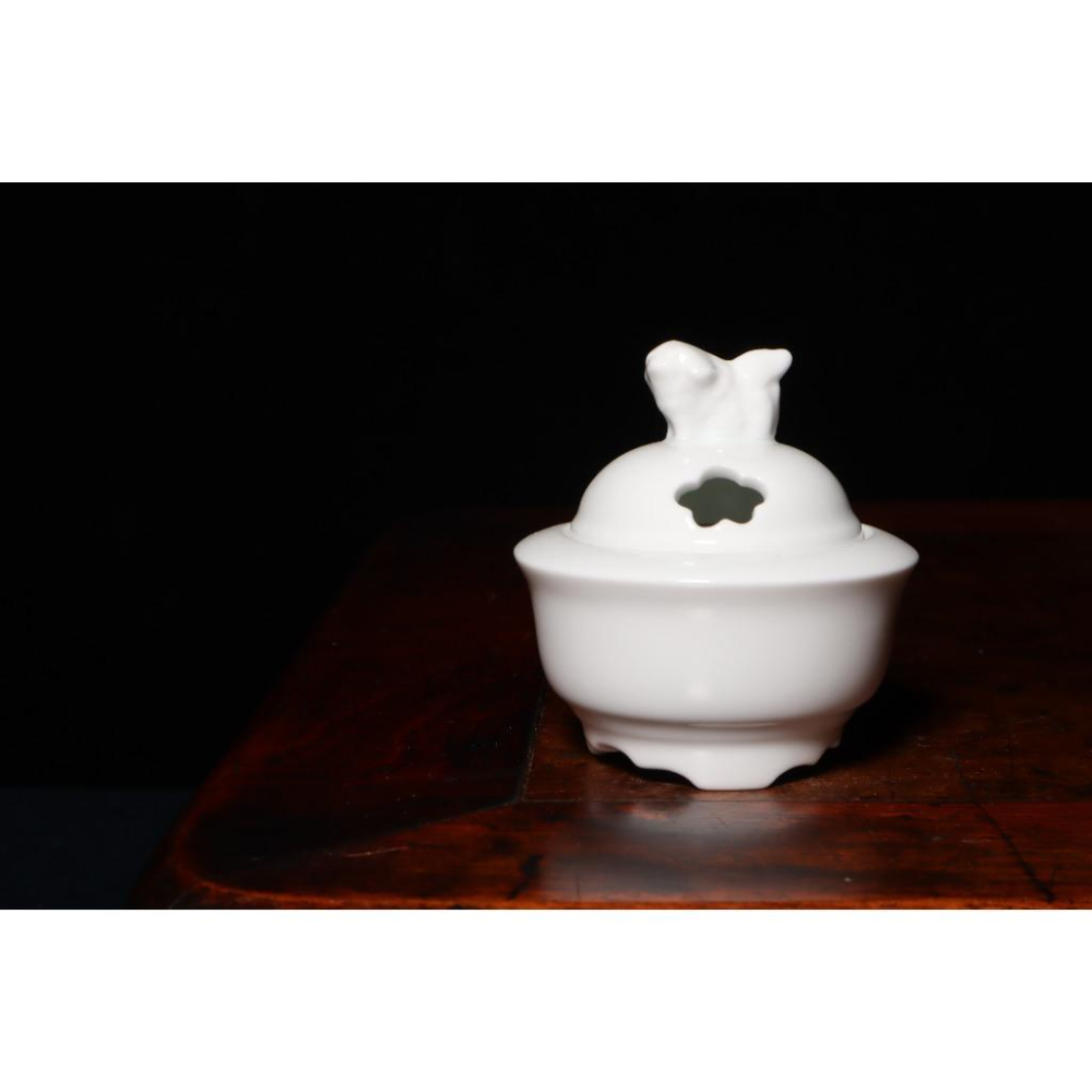 《部町》日本 有田燒 吉窯龍峰造 獅紐香爐 附木箱｜抹茶 茶道具 茶道 花道 花藝 神社 京都 古董 茶碗 茶杯-細節圖2