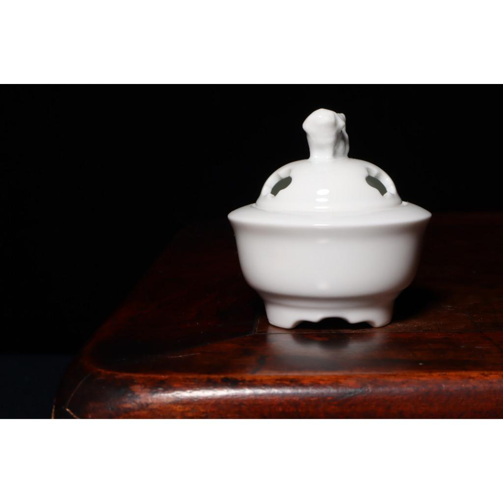 《部町》日本 有田燒 吉窯龍峰造 獅紐香爐 附木箱｜抹茶 茶道具 茶道 花道 花藝 神社 京都 古董 茶碗 茶杯-細節圖3