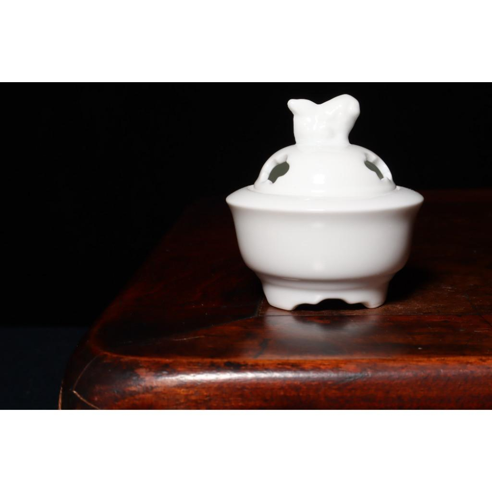 《部町》日本 有田燒 吉窯龍峰造 獅紐香爐 附木箱｜抹茶 茶道具 茶道 花道 花藝 神社 京都 古董 茶碗 茶杯-細節圖4