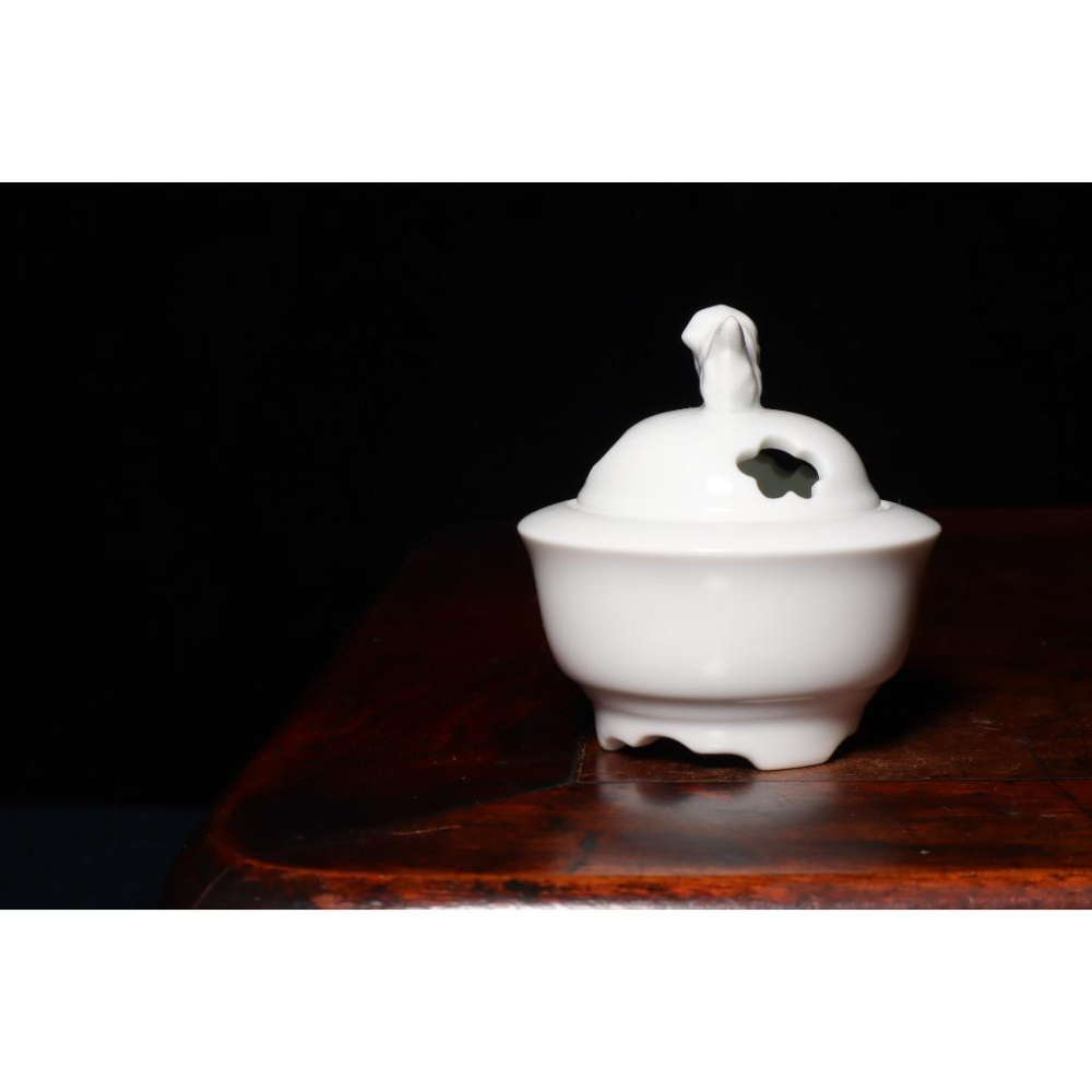 《部町》日本 有田燒 吉窯龍峰造 獅紐香爐 附木箱｜抹茶 茶道具 茶道 花道 花藝 神社 京都 古董 茶碗 茶杯-細節圖5