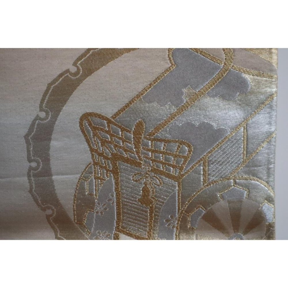 《部町》日本 金銀線入 花車 六通 和服腰帶 茶巾 茶墊|浴衣 着物 袋帶 茶碗 茶道具 茶席 桌巾 花藝 茶杯-細節圖3