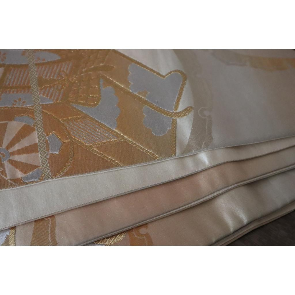 《部町》日本 金銀線入 花車 六通 和服腰帶 茶巾 茶墊|浴衣 着物 袋帶 茶碗 茶道具 茶席 桌巾 花藝 茶杯-細節圖5