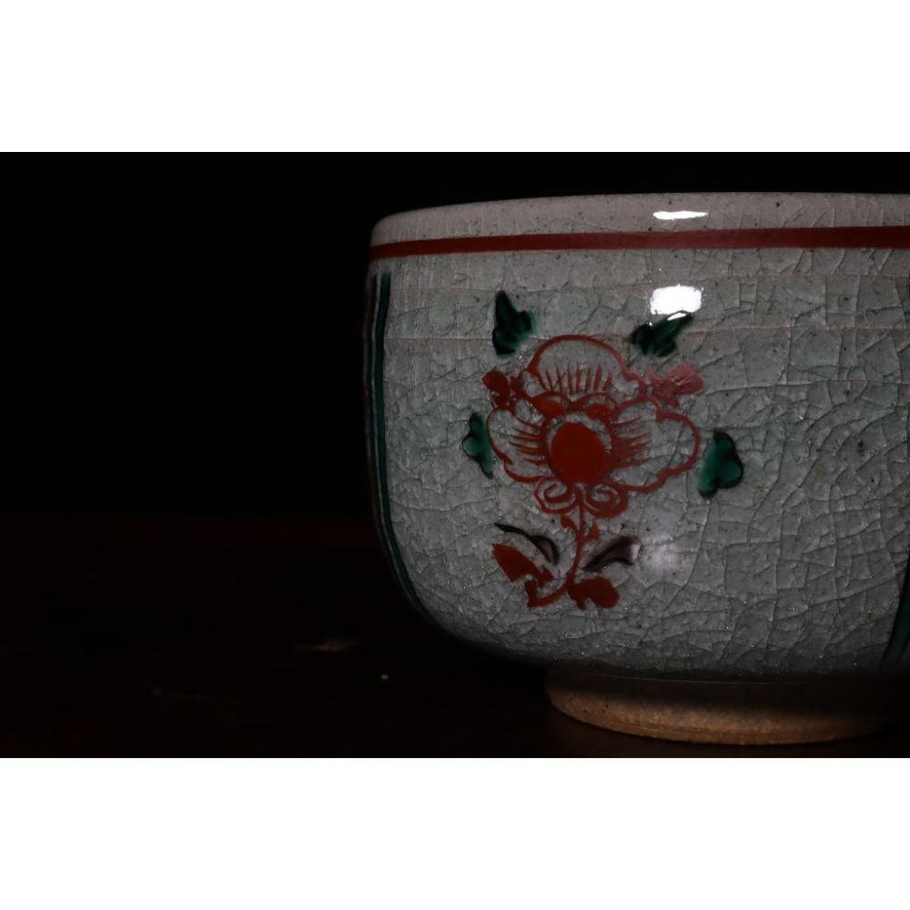 《部町》日本 竹洞舎 渋草陶窯 吳須赤繪冰裂抹茶碗 附木箱 ｜抹茶 茶道具 茶道 花道 花藝 神社 茶碗 茶葉 京都 普-細節圖5