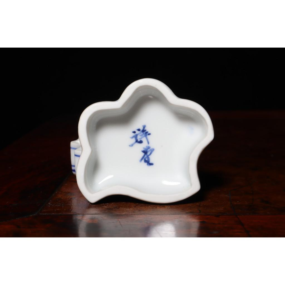 《部町》日本 名家 手塚祥堂 手繪青花蟠桃香盒｜抹茶 茶道具 茶道 花道 花藝 神社 京都 古董 茶碗 茶杯-細節圖6