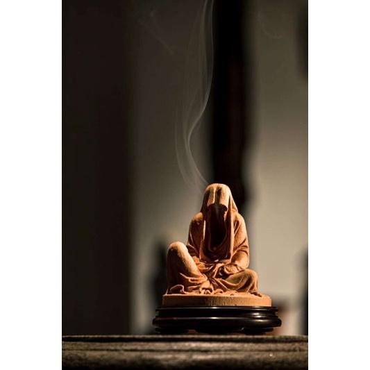 《部町》新品 黃楊木 無相沉思禪意香爐｜茶道具 香道具 茶碗 花藝 沉香 檀香 寺廟 神社 工藝品 薰香 線香 佛教-細節圖3