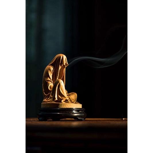 《部町》新品 黃楊木 無相沉思禪意香爐｜茶道具 香道具 茶碗 花藝 沉香 檀香 寺廟 神社 工藝品 薰香 線香 佛教-細節圖5