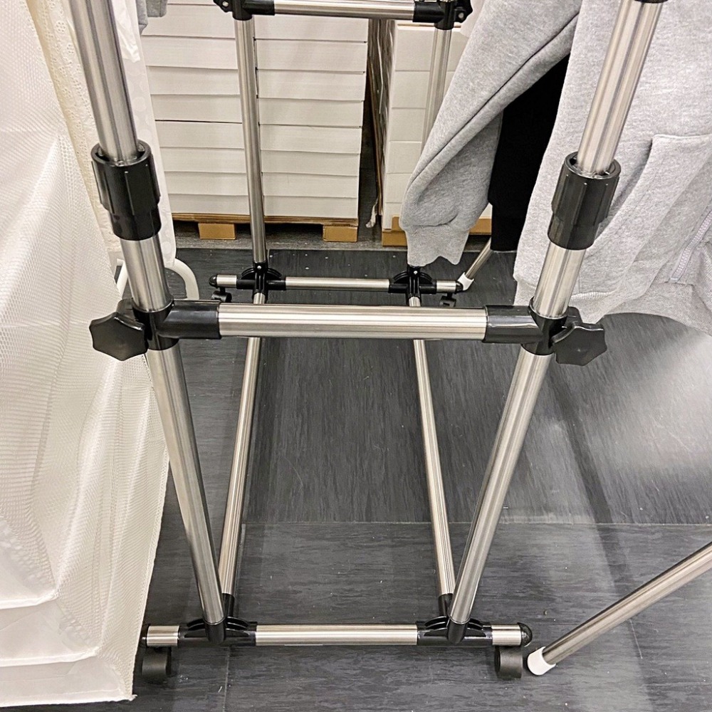 【竹代購】IKEA宜家家居 OLEBY ㄇ型吊衣架 可調式 多功能掛衣架 吊衣桿 曬衣架 掛衣桿 附滾輪 衣帽架 吊衣架-細節圖6